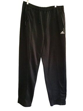 ADIDAS- MENS BLACK ELASTIC WAIST STRAIGHT LEG JOGGERS SWEATPANTS SIZE X-LARGE